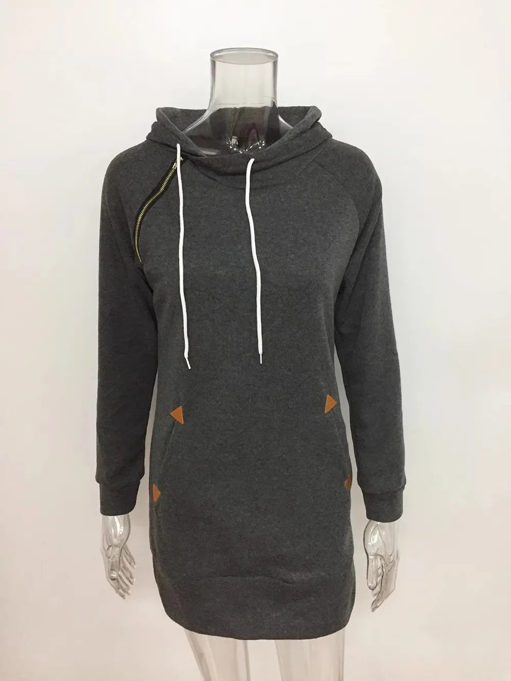 2024 woman Women's Clothing Dresses hot selling new hooded zipper pullover mid length hoodie dress in 5 colors and size 6 Dress