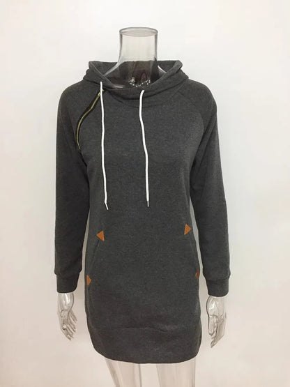 2024 woman Women's Clothing Dresses hot selling new hooded zipper pullover mid length hoodie dress in 5 colors and size 6 Dress