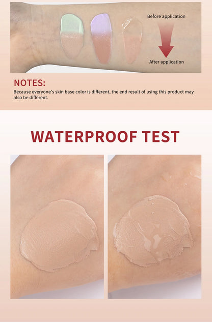 Correcting CC Cream Foundation Moisturizing Waterproof Even Skin Tone Base Makeup Lasting Conceal Pores CC Cream Primer Cosmetic