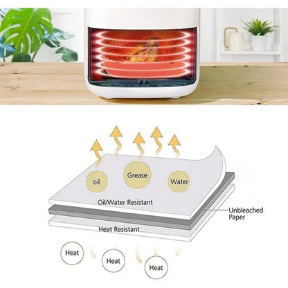 100Pcs Non Stick Air Fryer Liners Oil Waterproof Parchment Paper Baking Roasting Microwave Pre Cut Air Fryer Accessories