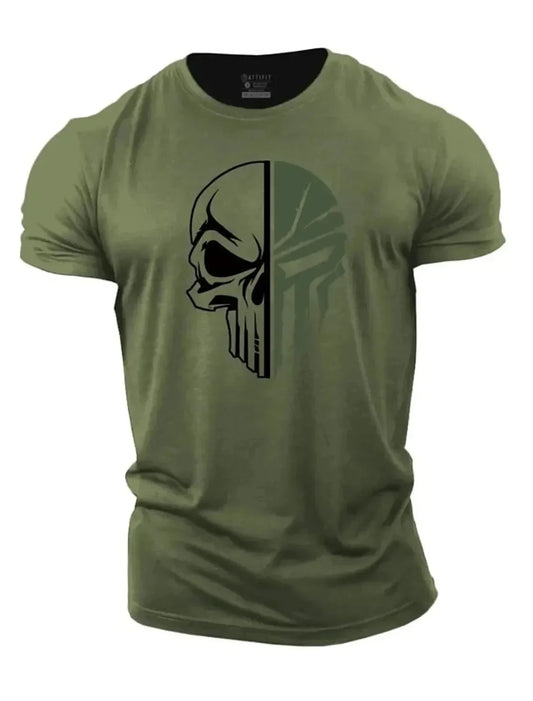 3D Men's T shirt for men Print Military Skull T Shirt Oversized Gym Short-Sleeved Sportswear Men Clothing Sport Top Tees