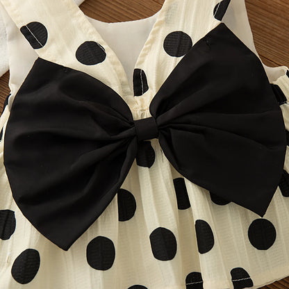 Toddler Girls 2 Piece Set Korean Style Polka Dot Bow Sleeveless Top & Shorts Newborn Baby Summer Cotton Casual Outfit for Play