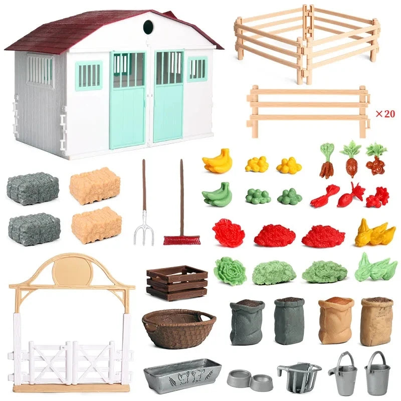 Oenux Simulation Home Decoration Stone Tree Stump Baobab Cacti Farm House Car Fence Accessory Animals Model Education Kids Toys