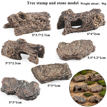 Oenux Simulation Home Decoration Stone Tree Stump Baobab Cacti Farm House Car Fence Accessory Animals Model Education Kids Toys