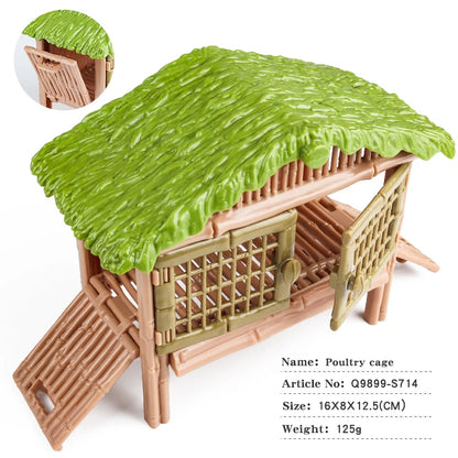 Oenux Simulation Home Decoration Stone Tree Stump Baobab Cacti Farm House Car Fence Accessory Animals Model Education Kids Toys
