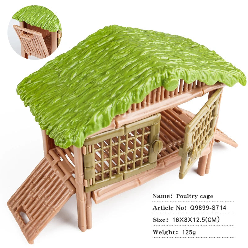 Oenux Simulation Home Decoration Stone Tree Stump Baobab Cacti Farm House Car Fence Accessory Animals Model Education Kids Toys