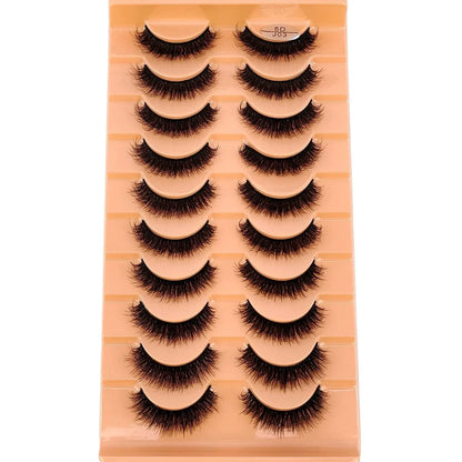 New 7/10 Pairs Faux Mink Eyelashes Handmade False Eyelashes Natural Nude Makeup Simulation Cross Messy Eye 3D Curly Eyelashes
