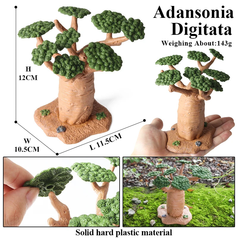 Oenux Simulation Home Decoration Stone Tree Stump Baobab Cacti Farm House Car Fence Accessory Animals Model Education Kids Toys