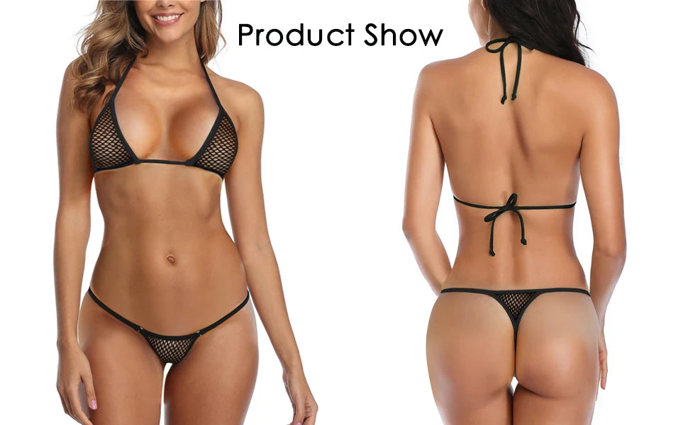 Fishnet Micro Bikini Extreme G String Sexy Thong Bikinis Sets For Women Exotic Mini Swimsuit Female Sexy Two Piece Bathing Suit