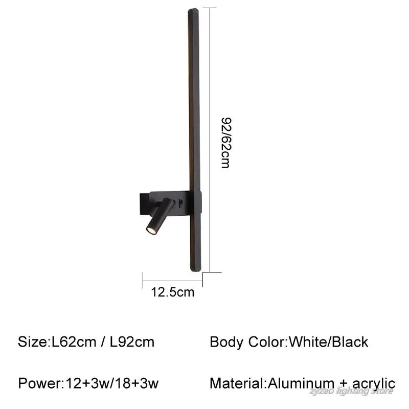 Modern Simple Long LED Wall Lamp Creative Rotatable Spotlights Living Room Bedroom Bedside Lighting Background Wall Home Decor