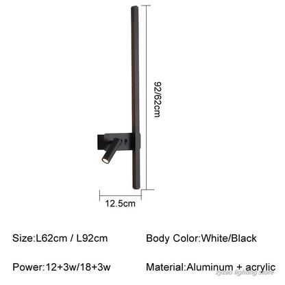 Modern Simple Long LED Wall Lamp Creative Rotatable Spotlights Living Room Bedroom Bedside Lighting Background Wall Home Decor