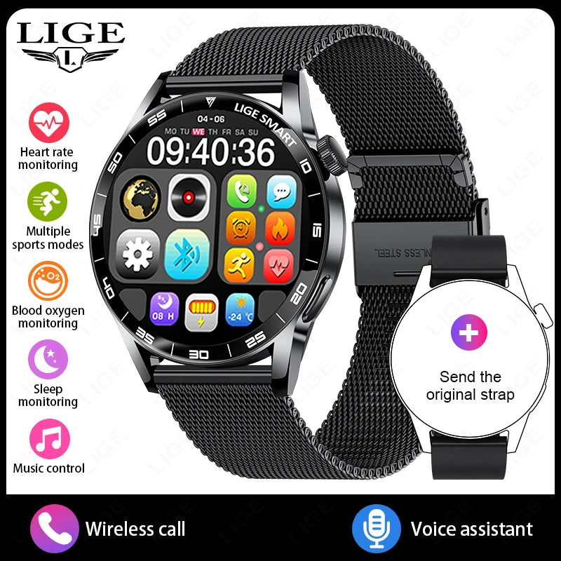 LIGE 2026 Voice Calling Smart Watch Men 1.38" HD IP68 Waterproof Sports Fitness Watches New Man Women Smartwatch For Android iOS
