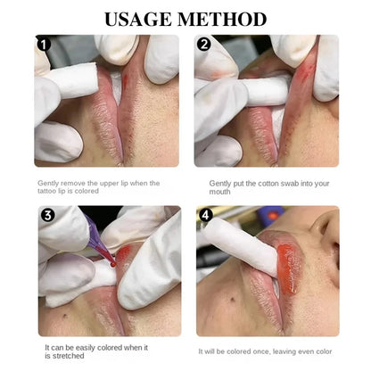 100PCS Disposable Lip Tattoo Skin Stretching Cotton Stick With Box Semi-Permanent Makeup Lip Embroidery Blush Recovery Tools
