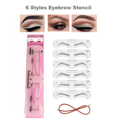 Reusable Eyebrow Shaper DIY 6PCS Set Soft Ruler Brow Definer Eyebrow Stamp Card Soft Ruler Stencil Shaping Makeup Tool