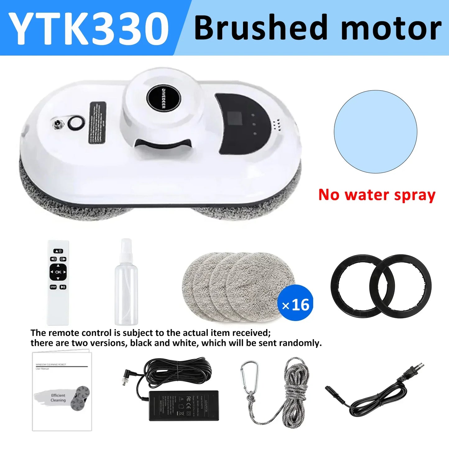 DIVEDEER White/Black Home Automatic No Spray or Water spray Window Cleaning Robot Intelligent Wipe  High-rise Large Area Window