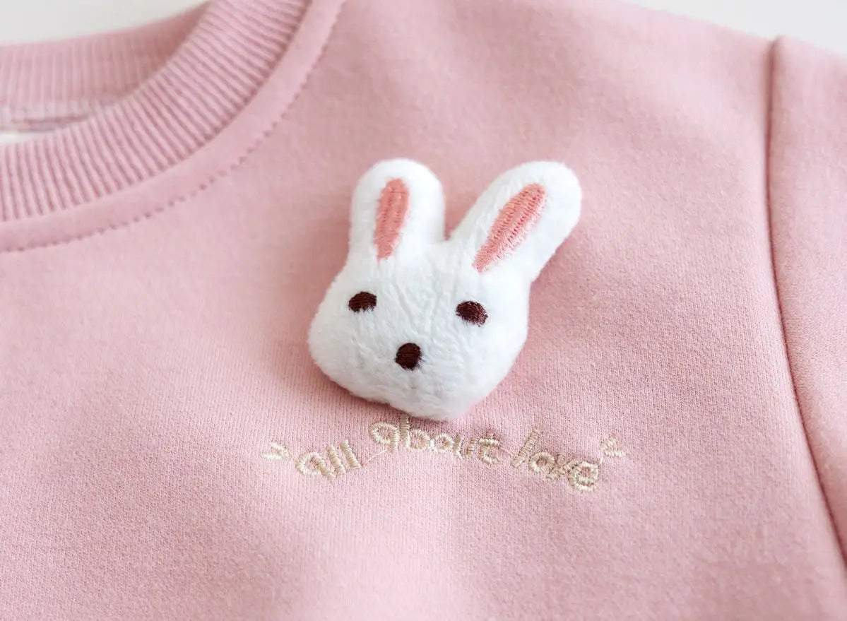 Children's Sweatshirt Spring and Autumn Three-dimensional Rabbit Girl Kids Versatile Cute Cartoon Top Pullover Baby Clothing