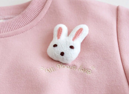 Children's Sweatshirt Spring and Autumn Three-dimensional Rabbit Girl Kids Versatile Cute Cartoon Top Pullover Baby Clothing