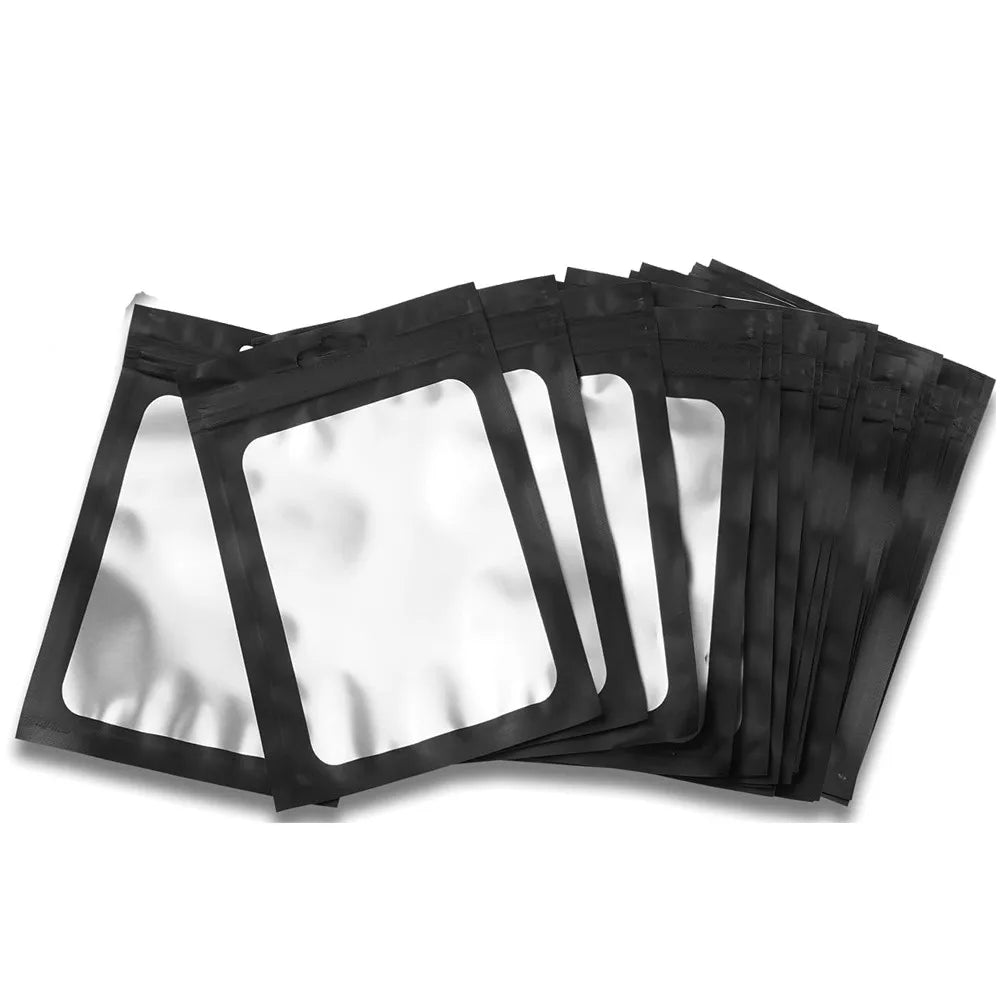 10/50 Pcs Resealable Mylar Bags, Sealable Odor Proof Foil Pouch Bag with Clear Window Jewelry Small Bussiness Packaging Supplies