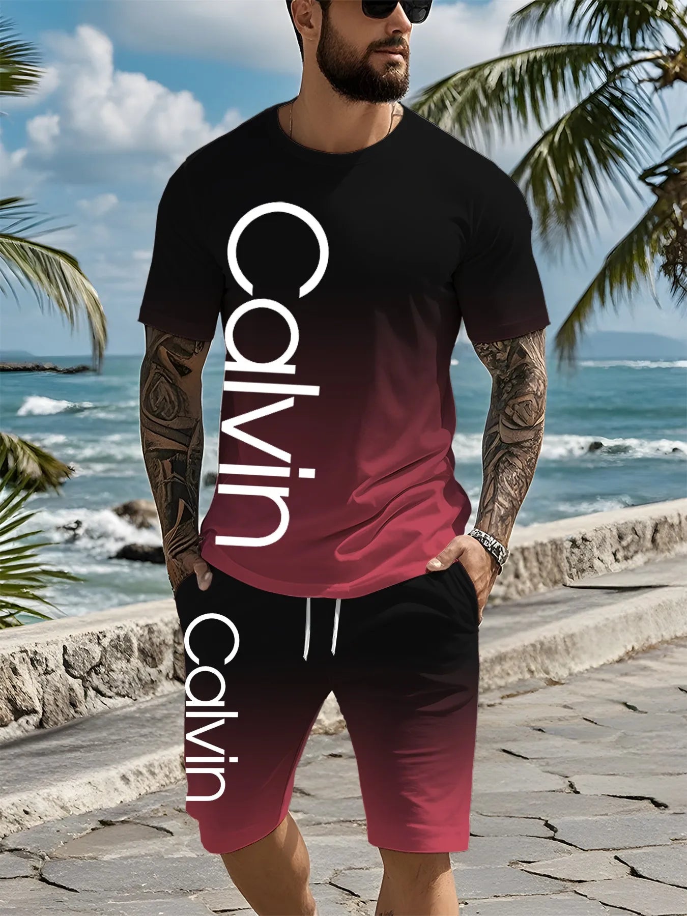 The new high-end men's 2025 suit features a casual color combination and a novel summer outfit