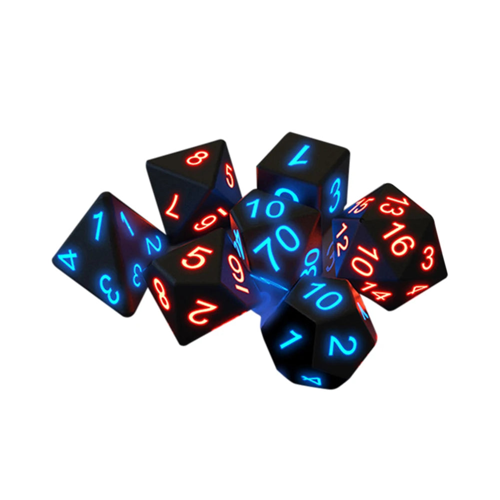 7Pcs/set  Electronic Luminous LED DND Dice Set Multiple Sided Dice for Adults Board Game Party Entertainment Toys