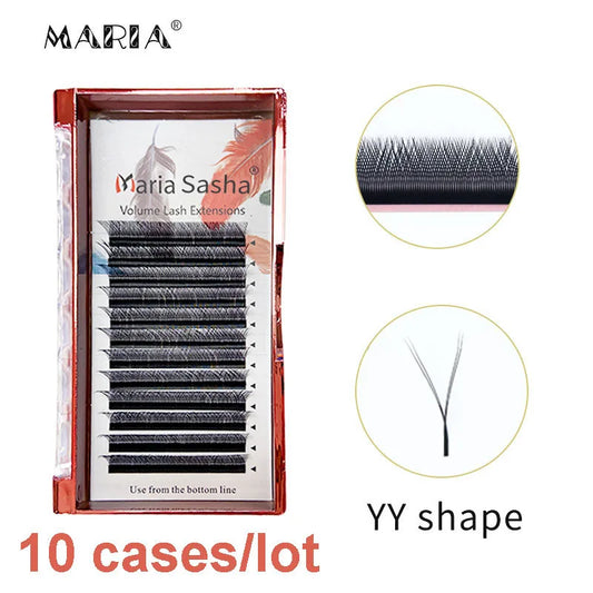 Maria 10 Cases YY Shape Eyelashes Beauty 0.05/0.07 YY Type V Lashes Extension Makeup Naturally Soft Mix Mink Cilios Volume Fans