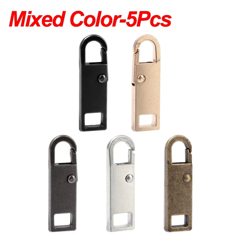 5/1Pcs Universal Metal Zipper Pull Tap Replacement Instant Repair Zipper Head Puller for Clothing Bags DIY Sewing Zipper Sliders