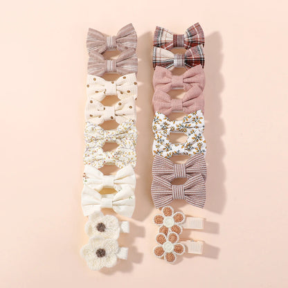 20pcs/set Lovely Kids Bows Hair Clips for Girls Barrette Boutique Full Coverage Fabric Children's Headwear Baby Hair Accessories