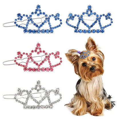 Bling Pearl Dog Collar Small and Medium Dogs Crown Hair Clips Puppy Accessories Doggy Heart and Bone Necklace Pet Supplies