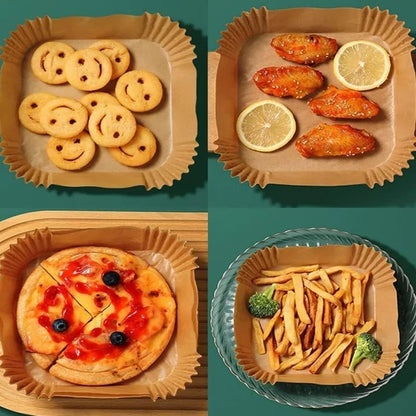 100Pcs Non Stick Air Fryer Liners Oil Waterproof Parchment Paper Baking Roasting Microwave Pre Cut Air Fryer Accessories