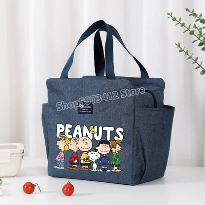Snoopys Portable Lunch Drink Carrier Insulated Bag Fresh Cooler Pouch Food Thermal Box Tote Picnic Container Bags Cute Kids Gift