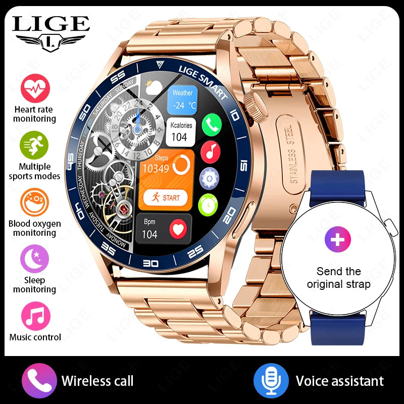 LIGE 2026 Voice Calling Smart Watch Men 1.38" HD IP68 Waterproof Sports Fitness Watches New Man Women Smartwatch For Android iOS