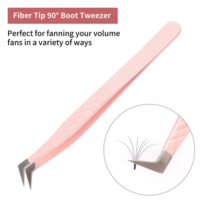 GEMERRY 1 Pcs Pink Gradient Angel Eyelash Tweezers Fiber Tips High Precision Professional Stainless Steel Tool
