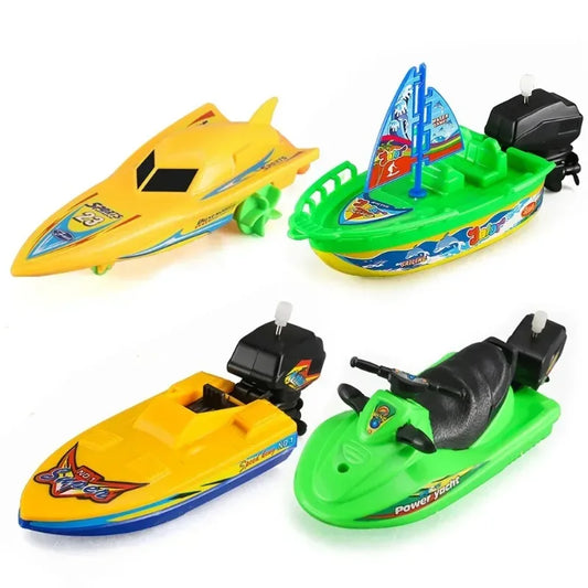 Wind Up Clockwork Float In Water Speed Boat Ship Children Bath Toys Random Color Kids Pool Swimming Bathtub Bath Toys
