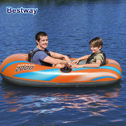 Bestway 61136/61140/61142/61146 1-3 Person Heavy Duty Inflatable Kayak - Long Lasting PVC Rafting Adventure Boat for Thrilling