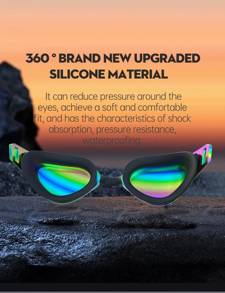 JSJM New Professional Swimming Goggles for Adults HD Anti-Fog Waterproof Silicone Swim Cap + Swim Glasses for Men & Women Gifts