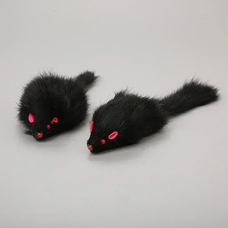 1/5PC Cat Mice Toys False Mouse Cat Toy Long Tail Mice Soft Real Rabbit Fur Toy For Cats Plush Rat Playing Chew Toy Pet Supplies