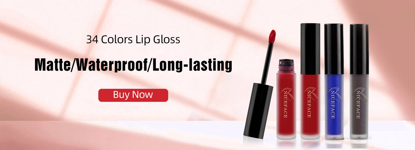 NICEFACE Nude Matte Liquid Lipsticks Waterproof Long Lasting Lip Gloss Sexy Red Velvet Lip Tint Women Makeup Cosmetics Batom