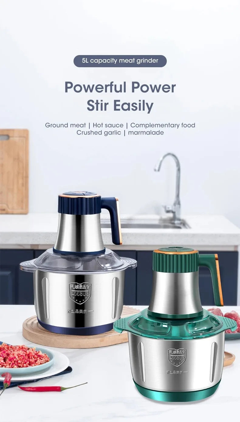 304 Stainless Steel Multifunctional Electric Food Processor 2L 3L 5L Meat Grinder Mincer Vegetable Chopper Slicer 220V EU Plug
