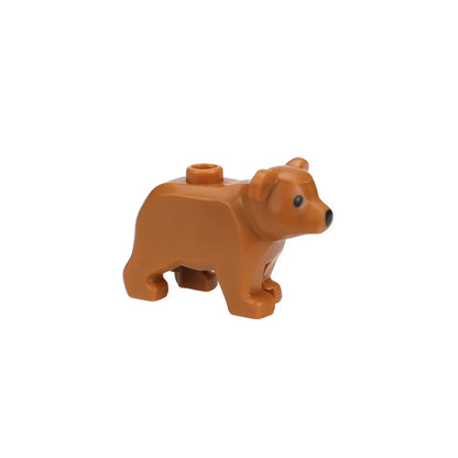 City Animal Zoo Farm Series Building Blocks Street View Panda Brown Bear Cat Pig Long Wool Sheep Cow Cattle Pet Bricks Toys Kids