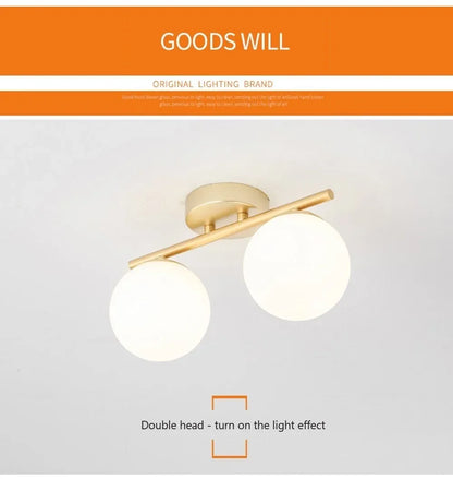 Modern LED Glass Ceiling Lights Full Copper Orb Glass Lamps Aisle Corridor Entry Living Rooms Bedrooms Home Decor Light Fixtures