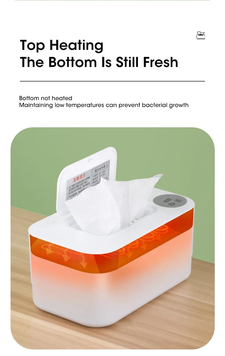 Baby Wet Wipe Heater Warmer with LED Display Wet Towel Dispenser Portable USB Baby Wipe Warmer Napkin Heating Box Home/Car