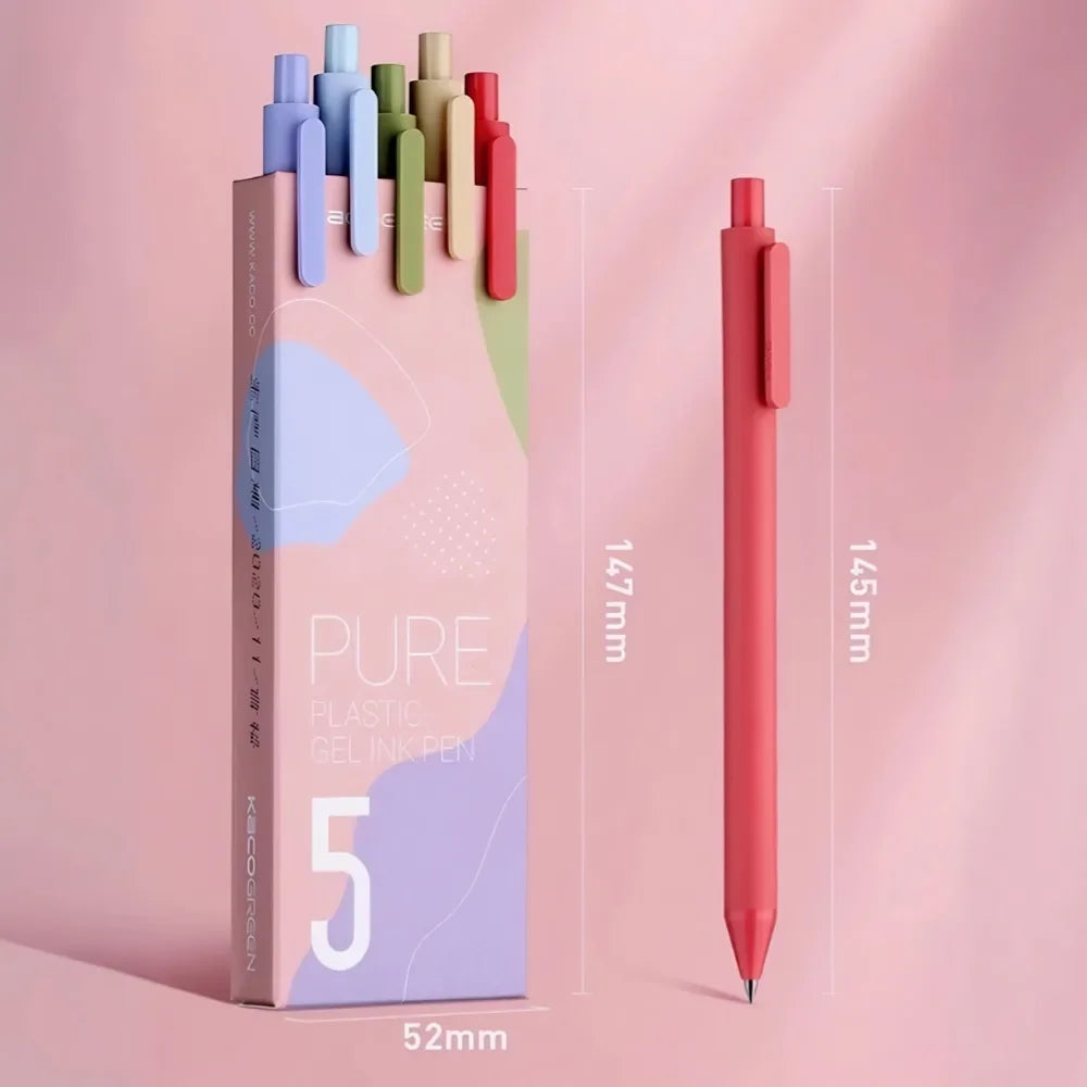5Pcs New 2025 Kaco Sunrise Impression Cute Colors Gel Pens 0.5mm Retractable Kawaii Pen Stationery for Kids School Supplies