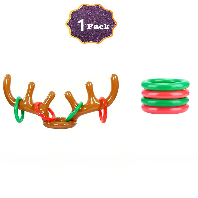 1/2/3pcs Inflatable Reindeer Antler Ring Toss Game Christmas Family Holiday Party Games Outdoor Indoor Ring Toss Xmas Gifts Toys