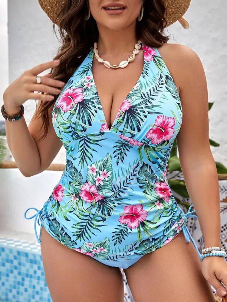 Sexy Bikini Plus Size Swimsuit Woman 2024 Swimwear Two Piece Large Size Print Beachwear Swimming Suit Women Bath Suits Monokini