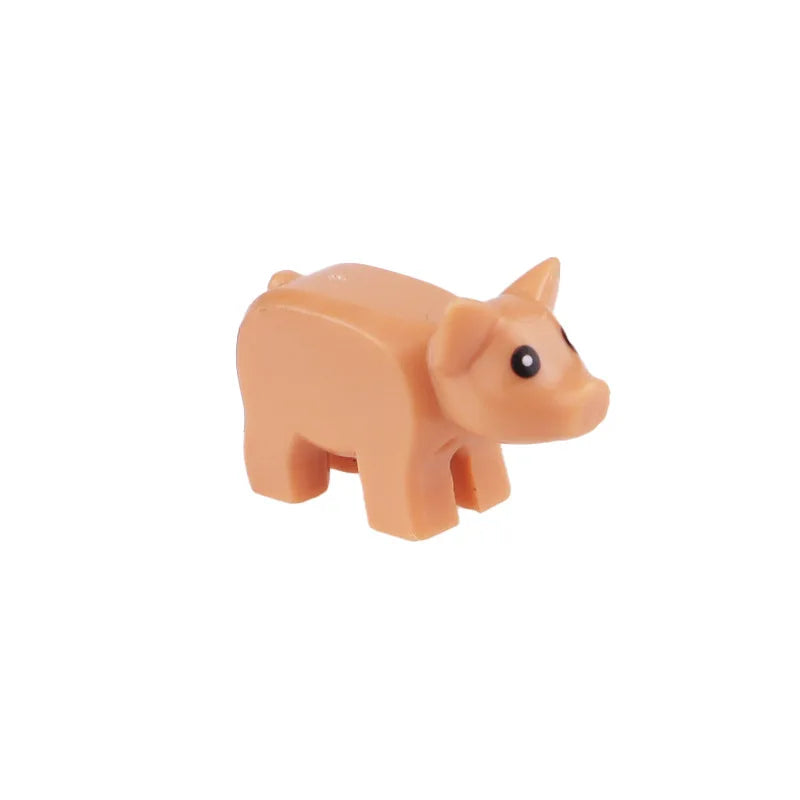 City Animal Zoo Farm Series Building Blocks Street View Panda Brown Bear Cat Pig Long Wool Sheep Cow Cattle Pet Bricks Toys Kids