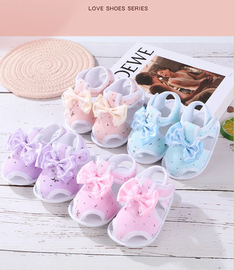 New Children Summer Clogs 0-18M Flower Newborn Infant Baby Girl Princess Bowknot Sandals Toddler Soft Crib Walkers Casual Shoes