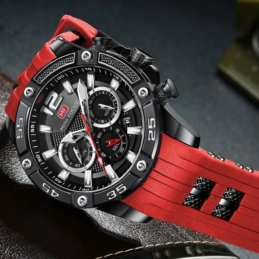 MINI FOCUS Multifunctional Sports Quartz Watch Mens Watches Waterproof Chronograph Wrist Watch with Date Luminous Hands 0349G