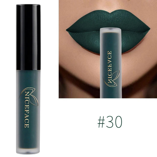 NICEFACE Nude Matte Liquid Lipsticks Waterproof Long Lasting Lip Gloss Sexy Red Velvet Lip Tint Women Makeup Cosmetics Batom