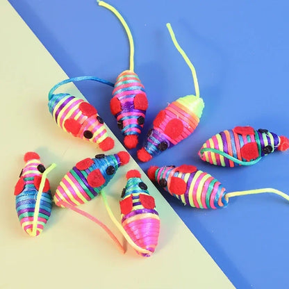 Colored Feathers Fur False Mouse Pet Cat Toys Feather Rainbow Ball Toy Cats Scratching Funny Playing Toys for Cats Pet Supplies
