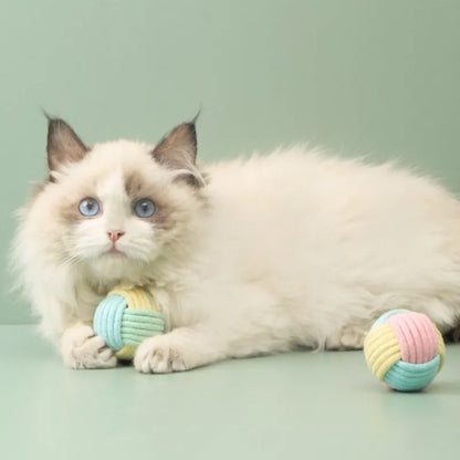 Cat Toys Cotton Balls Interactive Cat Toy Self Hi Cotton Ball Chew Toys for Cats Grinding Cat Toy Teeth Cleaning Pet Supplies